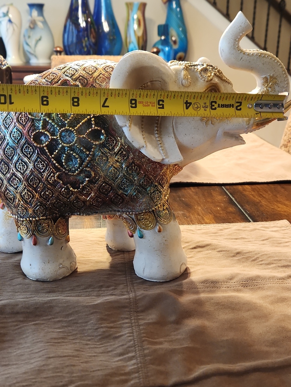 Embellished White & Gold Decorative Elephant Statue - Picture 7 of 7